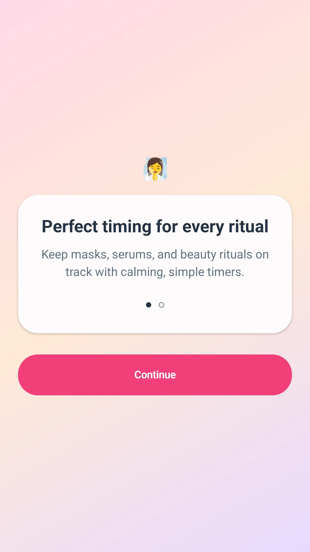 Beauty Timer onboarding screen